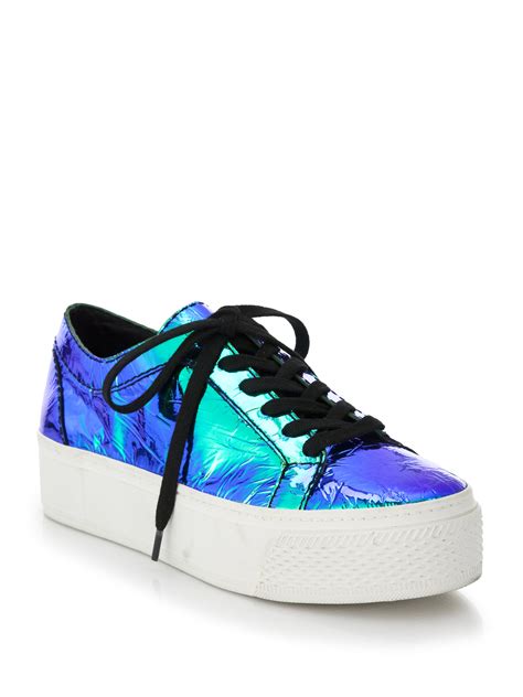 Lyst - Loeffler Randall Miko Iridescent Leather Platform Sneakers in Blue