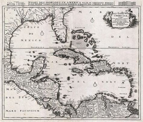 Vintage Map of The Caribbean Drawing by CartographyAssociates | Fine Art America