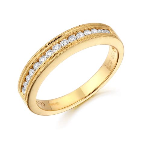 Yellow Gold Diamond Band with millgrain edge - D&K Jewellers