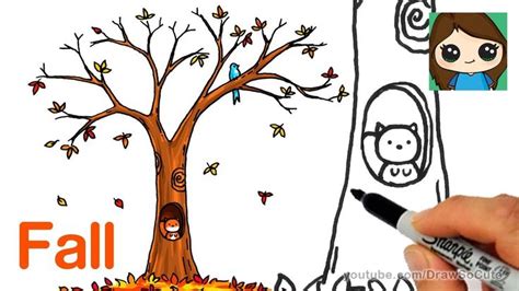 How to Draw a Fall Tree Easy - YouTube | Tree drawing for kids, Fall drawings, Tree doodle