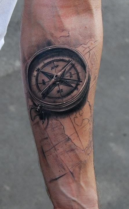 Compass map tattoo