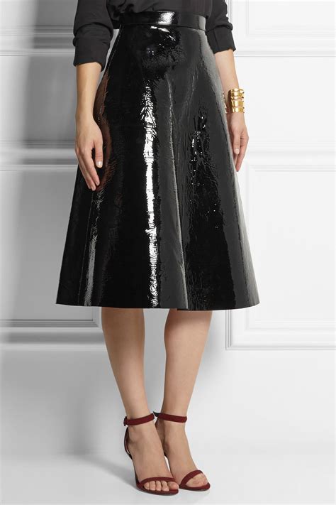 Rochas Patent-Leather Skirt in Black | Lyst