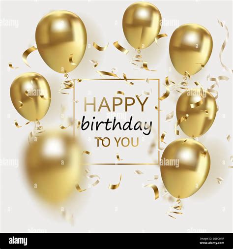 Happy Birthday greeting card - gold and white birthday card template Stock Vector Image & Art ...