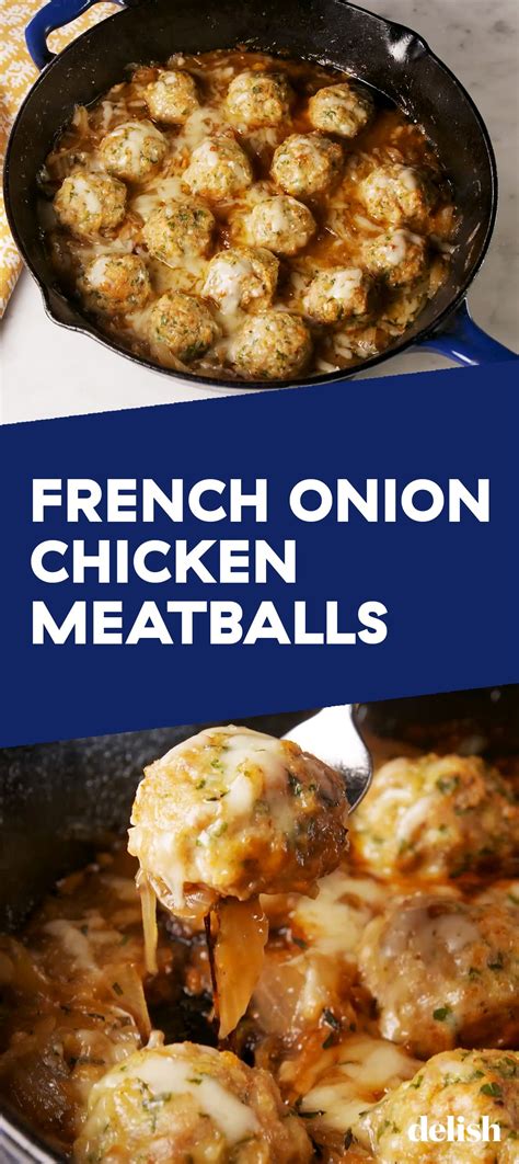 French Onion Chicken Meatballs = the BEST way to turn your favorite soup into a full meal. Get ...