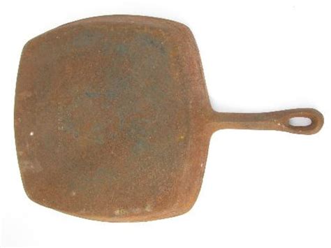 square shape vintage cast iron pan, old iron cookware for kitchen or camp