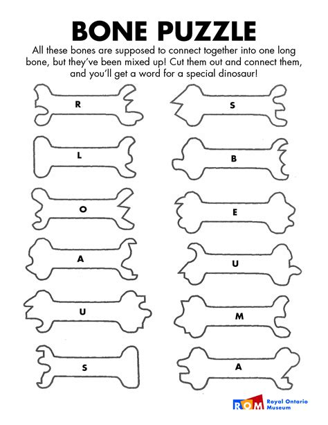 Unique Dinosaur Skeleton Puzzle Printable Free Bingo Dauber Printables