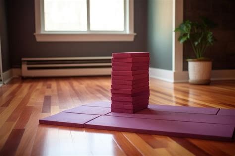 Premium AI Image | Yoga mat blocks and a a hardwood floor