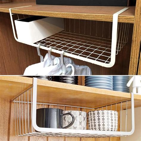 Cupboard Hanging Under Shelf Storage Iron Mesh Basket Cabinet Door Organizer Rack Closet Holders ...