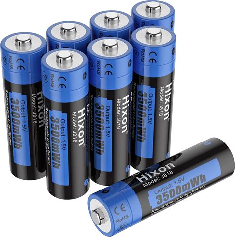 Hixon 1.5V AA Rechargeable Batteries,3500mWh Lithium Batteries AA,8 Counts AA Battery 1500 ...