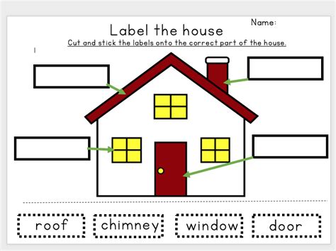 Cut and stick - Label house eyfs | Teaching Resources