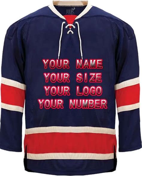 Custom Hockey Jerseys OEM Replica Mens Vintage Jersey Blue White XXS ...