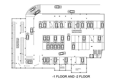 Basement floor parking lot floor plan of civic center dwg file | Parking design, Parking lot ...