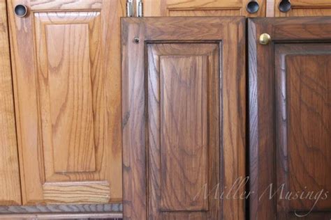 Antique walnut gel stain on oak cabinets. | Stained kitchen cabinets ...