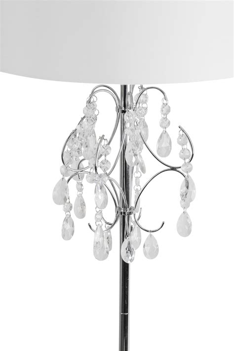 Contemporary Glam Chrome & Crystal Floor Light Standard Lamp with Cream Shade 710560386833 | eBay