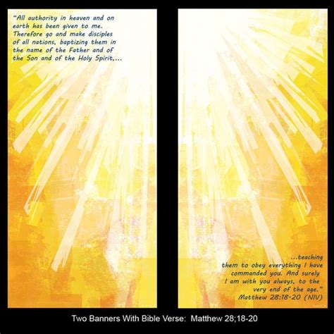 2 Church Banners Gold Light Matthew 28:18-20 Bible Verse