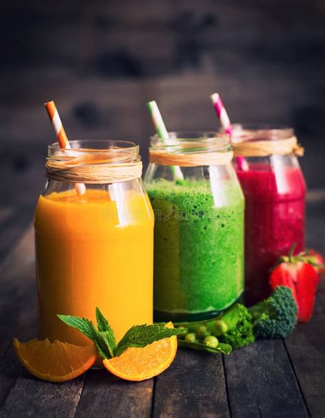 Healthy Fruit and Vegetable Smoothies Stock Image - Image of smoothie, orange: 84433427