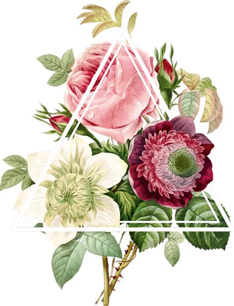 Flowers with Triangle Wall Mural Sticker - TenStickers