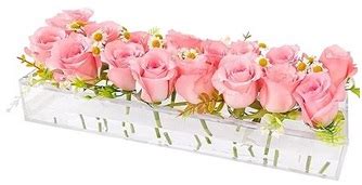Clear Acrylic Flower Vase Rectangular, 15.7 Inches with 16 Holes for Elegant Flower Centerpiece ...
