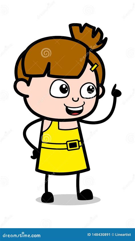 Reminding while Talking - Cute Girl Cartoon Character Vector Illustration Stock Illustration ...