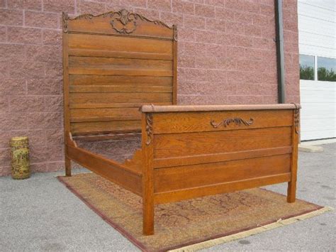 Antique Oak Bed With High Headboard - Tufted Hotel High Back Designer ...