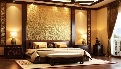 Illustration of a Luxurious Interior of a Oriental Style Bedroom Stock Illustration ...