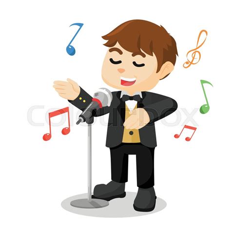 Child singer cartoon illustration | Stock vector | Colourbox