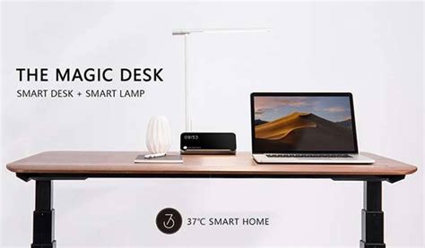 Magic Gesture-Controlled Standing Desk with LED Smart Lamp and Wireless Charging Pad | Gadgetsin