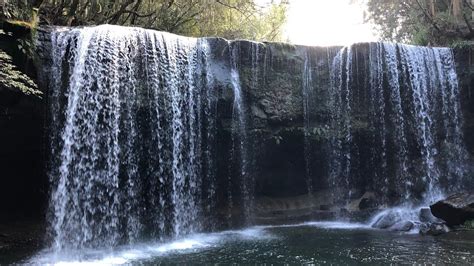 A mysterious waterfall behind the waterfall Nabega Falls. Kumamoto sightseeing Oguni town # ...