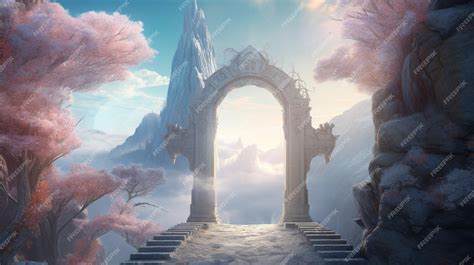 Premium AI Image | Heaven gate fantasy beautiful illustration background