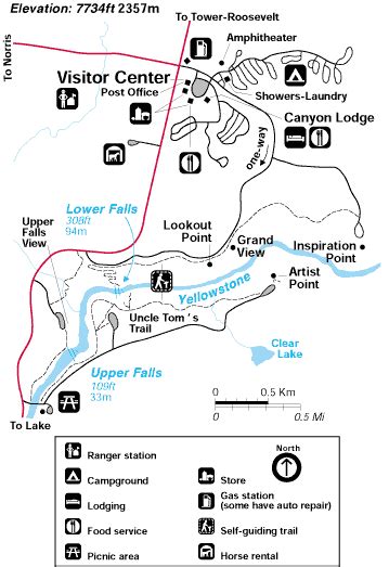 Yellowstone National Park Canyon Area Map