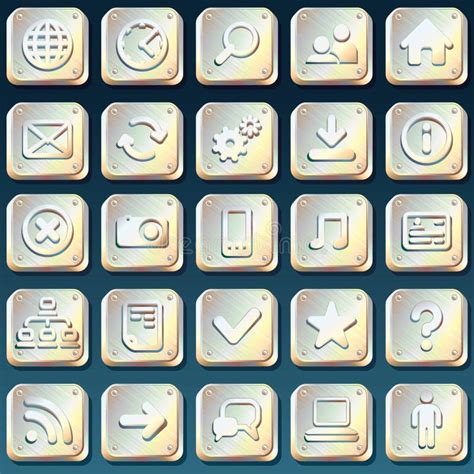 Metallic Icons stock vector. Illustration of computer - 24634018