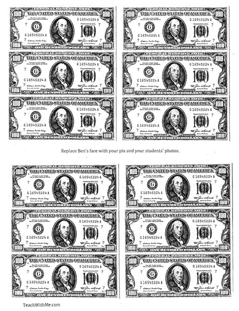 100 Dollar Bills Printable Money Sheets | Images and Photos finder