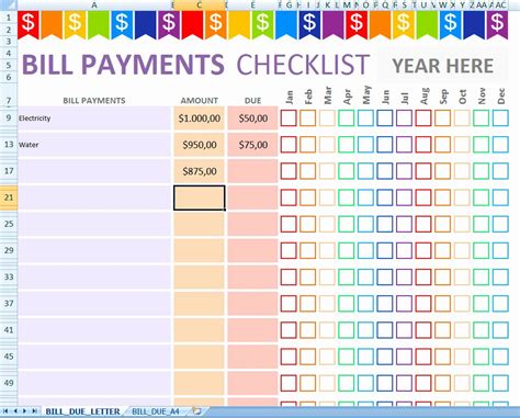 Free Bill Tracker Template