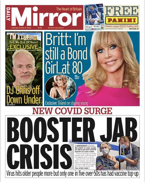 Daily Mirror Front Page 8th of October 2022 - Tomorrow's Papers Today!