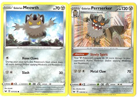 Pokemon Sword & Shield Evolution Set - Galarian Perrserker & Meowth ...