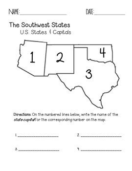 Southwest Region States and Capitals Quiz Pack by Faith and Fourth