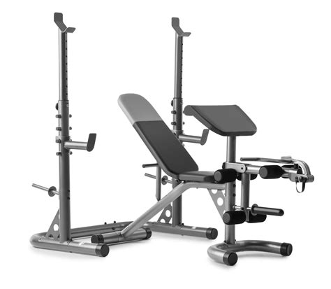 Weider XRS 20 Adjustable Olympic Workout Bench with Independent Squat Rack and Preacher Pad ...