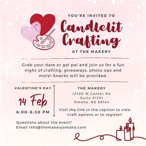 Valentines Day Candlelit Crafting | The Makery, Omaha, NE | February 14, 2024