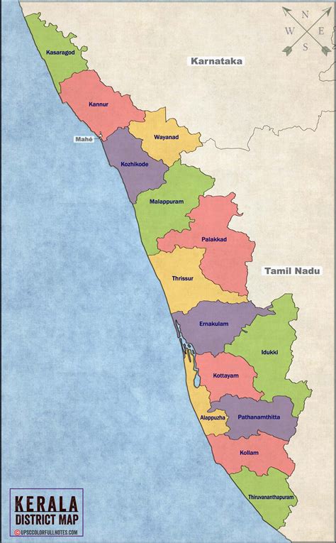 Download Kerala Map with districts in HD quality! 2022 - UPSC Colorfull notes