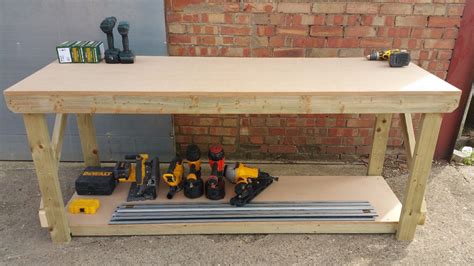 Wooden workshop workbench mdf top, garage table suitable for vice | eBay