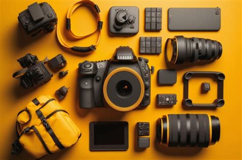 Premium Photo | Flat lay or top view of photographer workplace with ...