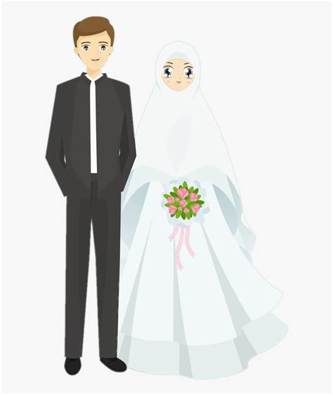 #muslimcouple - Cartoon Hijab Wedding Couple, HD Png Download is free transparent png image. To ...