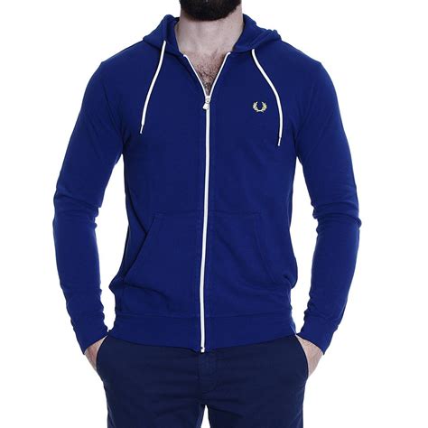 Fred perry Sweater Sweetshirt Piquet With Hoodie in Blue for Men | Lyst