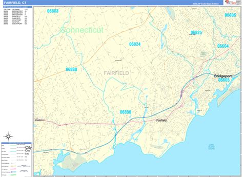 Fairfield Connecticut Zip Code Wall Map (Basic Style) by MarketMAPS ...