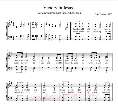 Download Victory In Jesus Sheet Music “eugene Bartlett” In G Major In ...