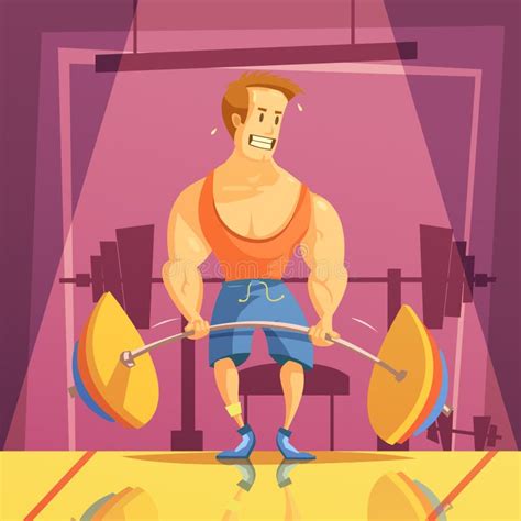 Deadlift Cartoon Illustration Stock Vector - Illustration of flyer, background: 69357245