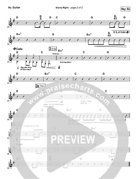 Starry Night Acoustic Guitar Sheet Music PDF (Chris August) - PraiseCharts