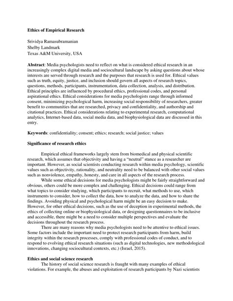 (PDF) Ethics of Empirical Research