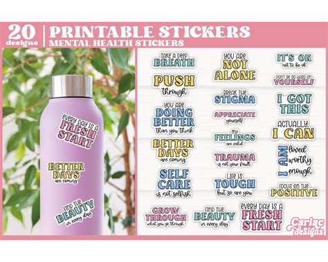 Mental Health Printable Stickers, Inspirational Printable Stickers, Motivational Printable ...