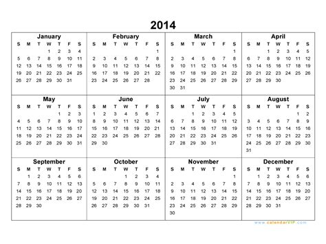 2014 Calendar - Blank Printable Calendar Template in PDF Word Excel